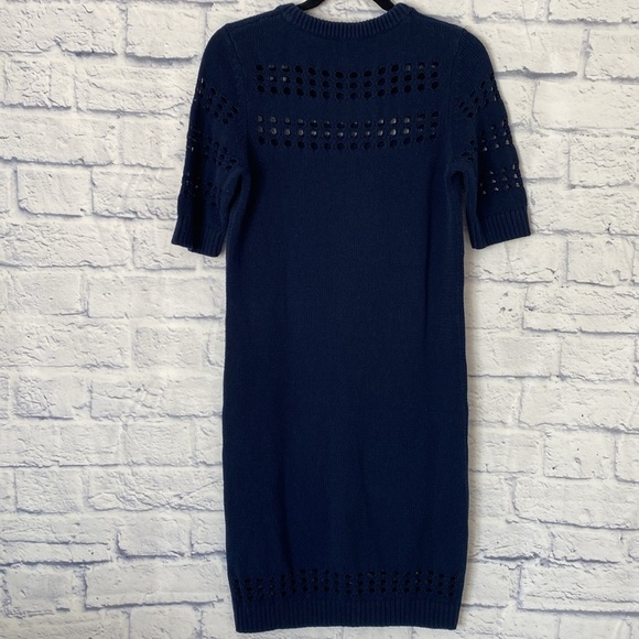 Milly navy blue short sleeve cotton sweater dress large - Picture 5 of 8